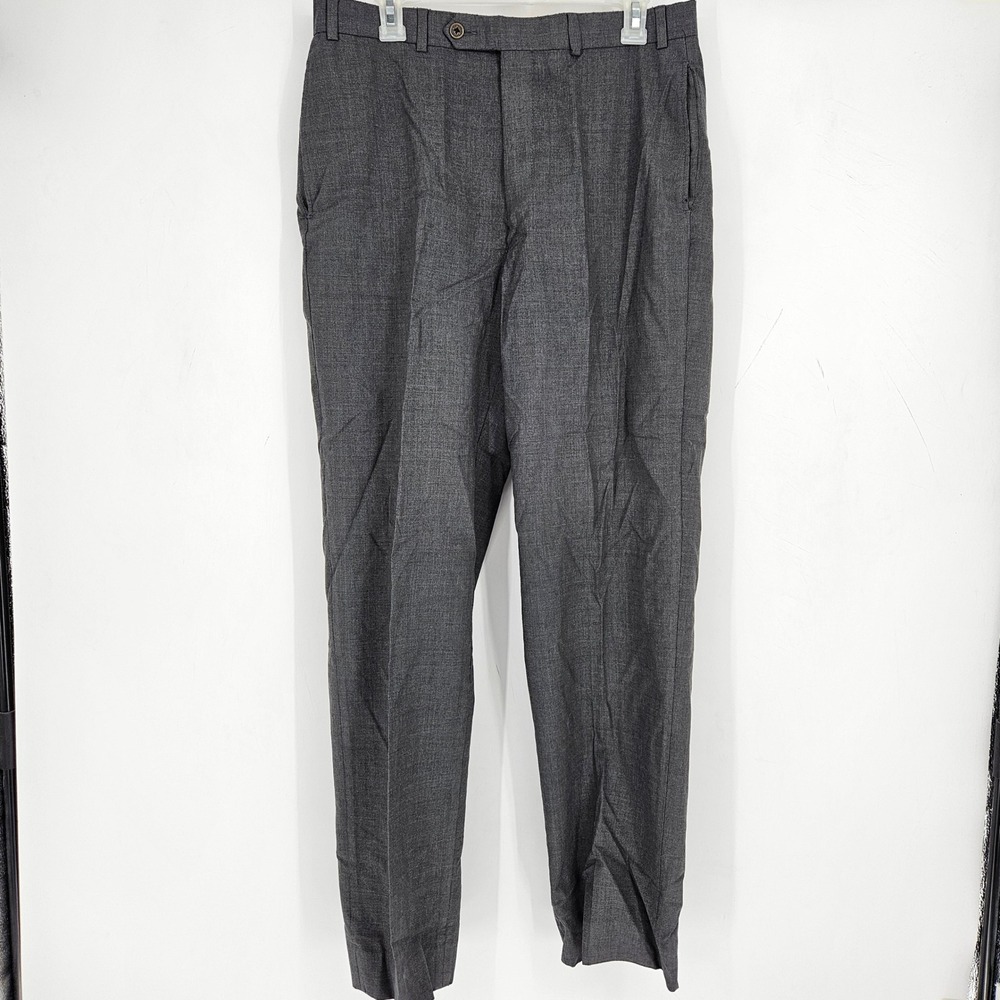 Brooks Brothers 346 Pants Mens 34 x 34 Gray Wool Casual‎ Slacks Flat Front Dress